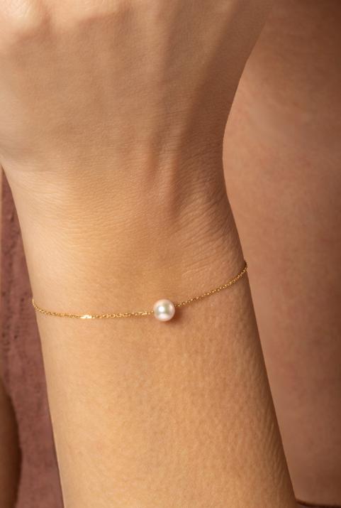 Chain Bracelet For Women with Pearl in Yellow Gold - Redline - 0++