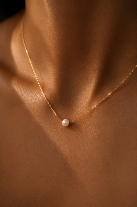 Chain Necklace For Women with Pearl in Yellow Gold - Redline - 0++