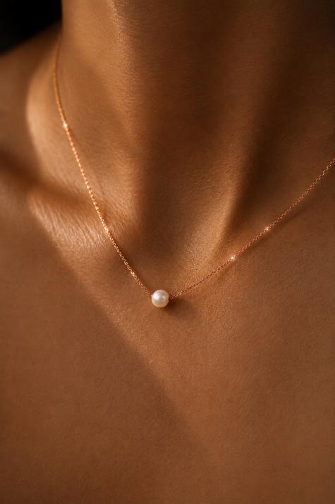 Chain Necklace For Women with Pearl in Rose Gold - Redline - 0++