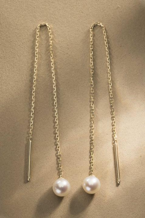 Earrings with Pearl in Yellow Gold - Redline - 0++