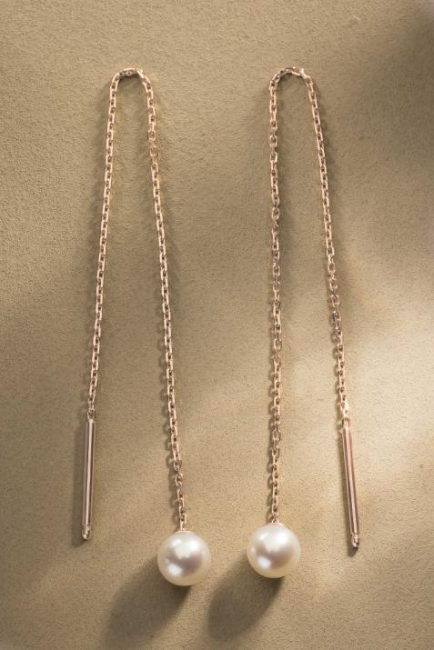 Rose gold earrings with Akoya pearls - Redline - 0++