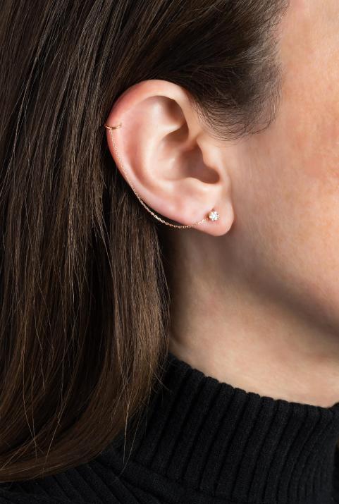 Серьга фейк-пирсинг из розового золота 18K, бриллиант 0,10 карата - Redline - 0++