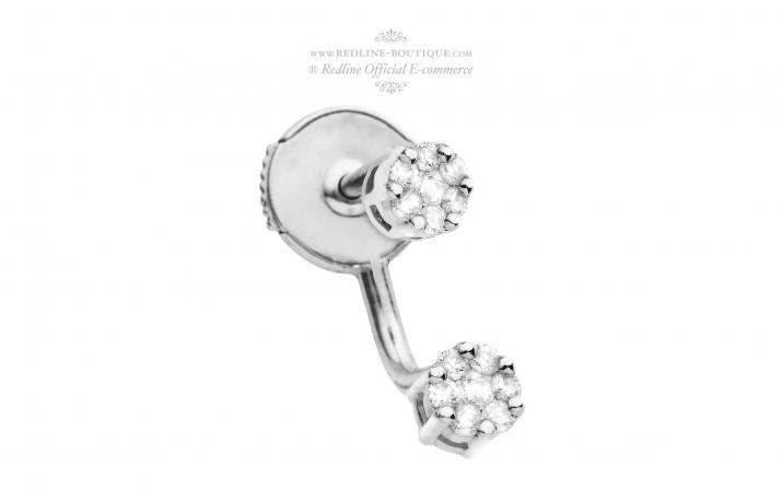 Earrings with 0.10ct Round Diamond in White Gold Cluster Setting - Redline - 0++