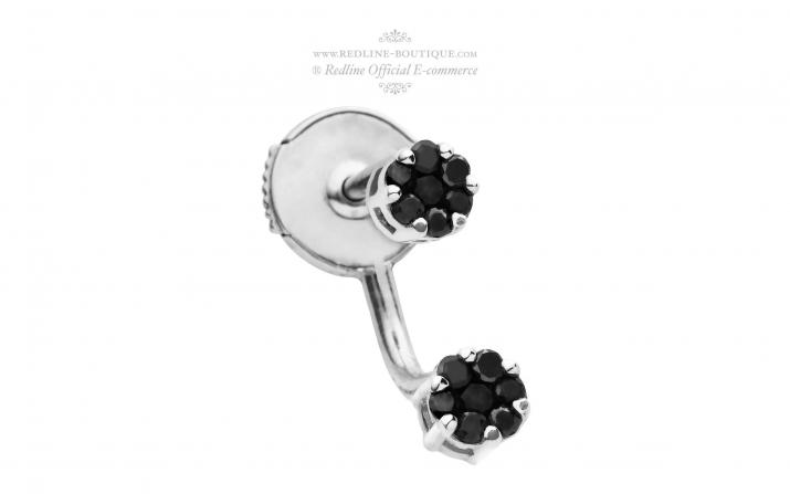 Earrings with 0.10ct Round Diamond in White Gold Cluster Setting - Redline - 0++