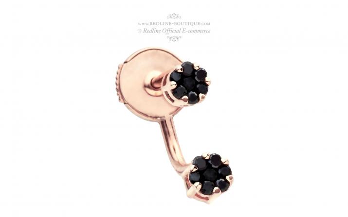 Earrings with 0.10ct Round Diamond in Rose Gold Cluster Setting - Redline - 0++