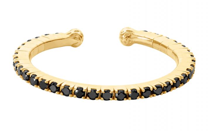 Ring with 0.29ct Round Black Diamond in Yellow Gold Prong Setting - Redline - 0++