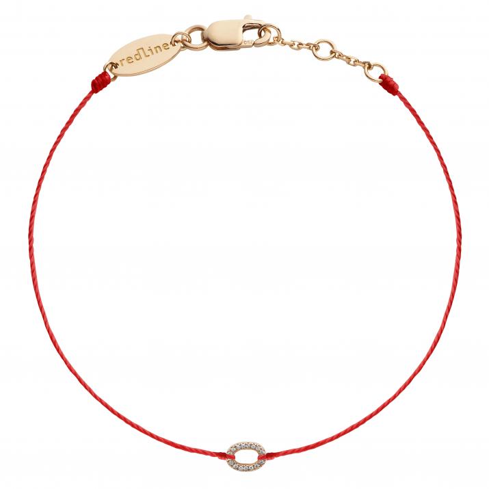 String Bracelet For Women with 0.04ct Round Diamond in Rose Gold Pavé Setting - Redline - 0++