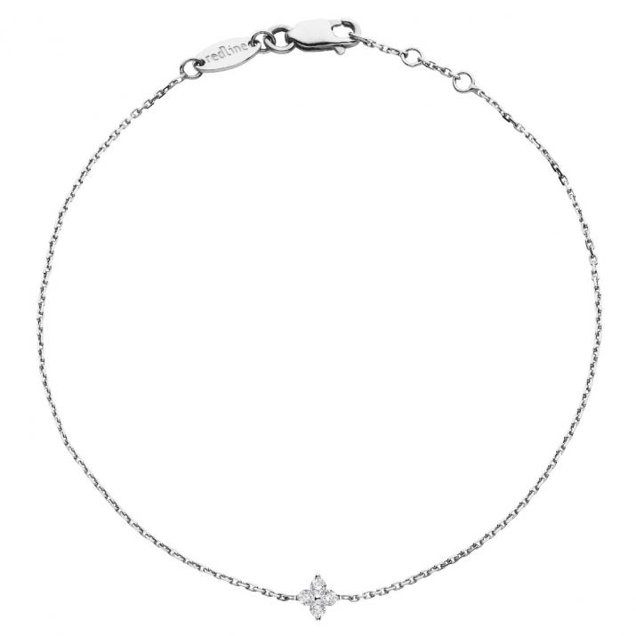 Chain Bracelet For Women with 0.04ct Round Diamond in White Gold Prong Setting - Redline - 0++
