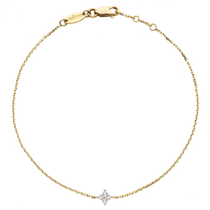 Chain Bracelet For Women with 0.04ct Round Diamond in Yellow Gold Prong Setting - Redline - 0++