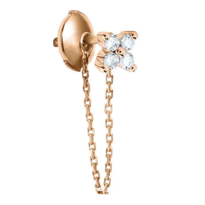 Earrings with 0.04ct Round Diamond in Rose Gold Prong Setting - Redline - 0++