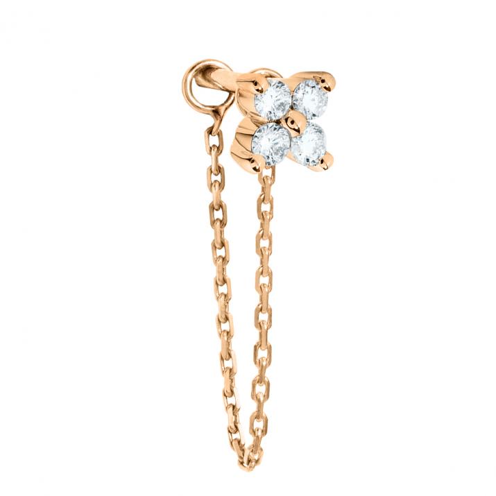 Earrings with 0.04ct Round Diamond in Rose Gold Prong Setting - Redline - 0++