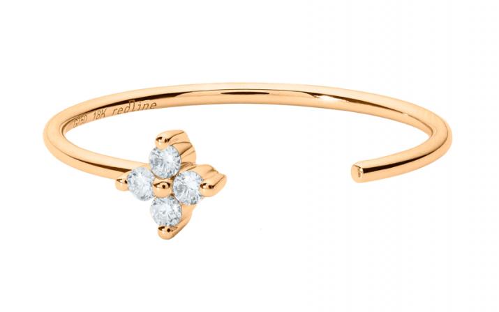 Ring with 0.056ct Round Diamond in Rose Gold Prong Setting - Redline - 0++