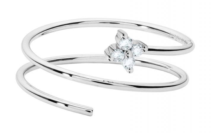 Ring with 0.056ct Round Diamond in White Gold Prong Setting - Redline - 0++