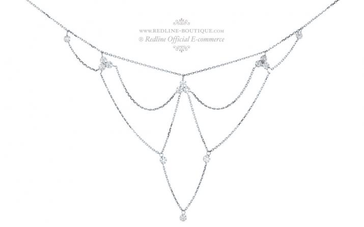 Chain Necklace For Women with 0.70ct Round Diamond in White Gold Prong Setting - Redline - 0++