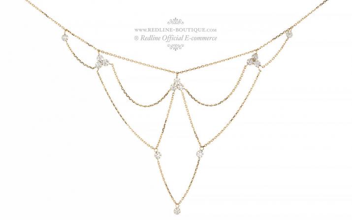Chain Necklace For Women with 0.70ct Round Diamond in Yellow Gold Prong Setting - Redline - 0++