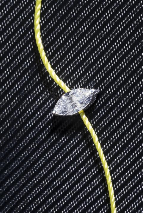 String Bracelet For Women with 0.10ct Marquise Diamond in White Gold Prong Setting - Redline - 0++