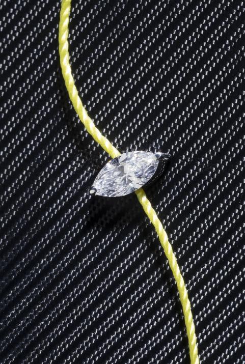 String Bracelet For Women with 0.10ct Marquise Diamond in Black Gold Prong Setting - Redline - 0++