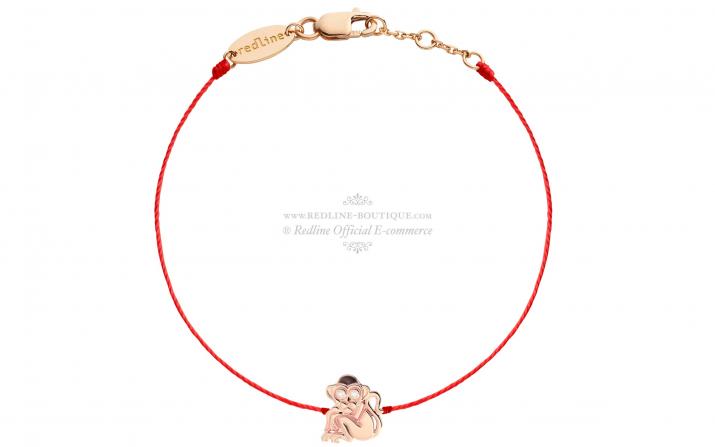 String Bracelet For Women with 0.10ct Round Diamond in Rose Gold Pavé Setting - Redline - 0++