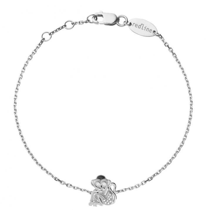 Chain Bracelet For Women with 0.03ct Round Diamond in White Gold Pavé Setting - Redline