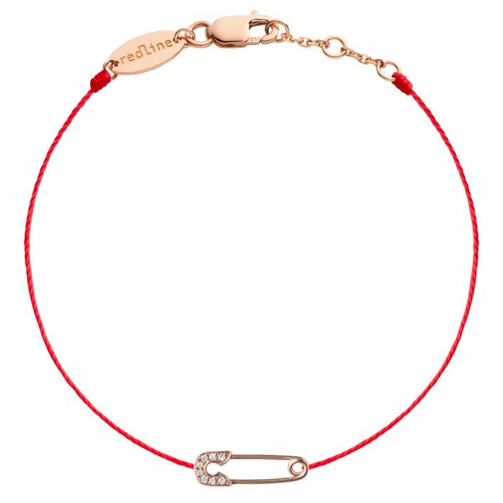String Bracelet For Women with 0.029ct Round Diamond in Rose Gold Pavé Setting - Redline - 0++