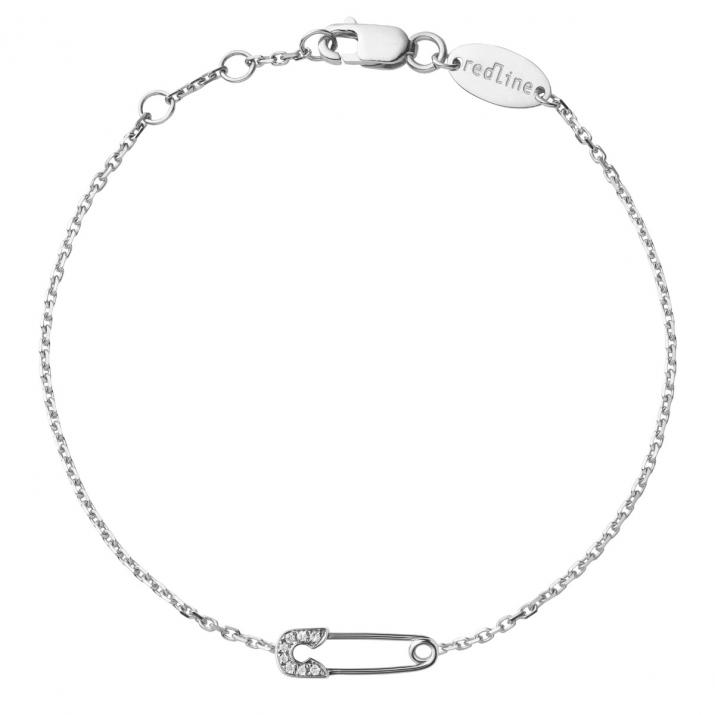 Chain Bracelet For Women with 0.029ct Round Diamond in White Gold Pavé Setting - Redline - 0++