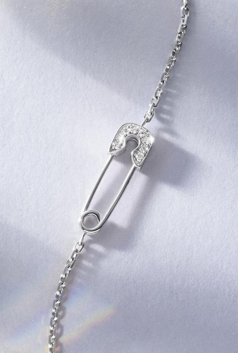 Chain Bracelet For Women with 0.029ct Round Diamond in White Gold Pavé Setting - Redline - 0++
