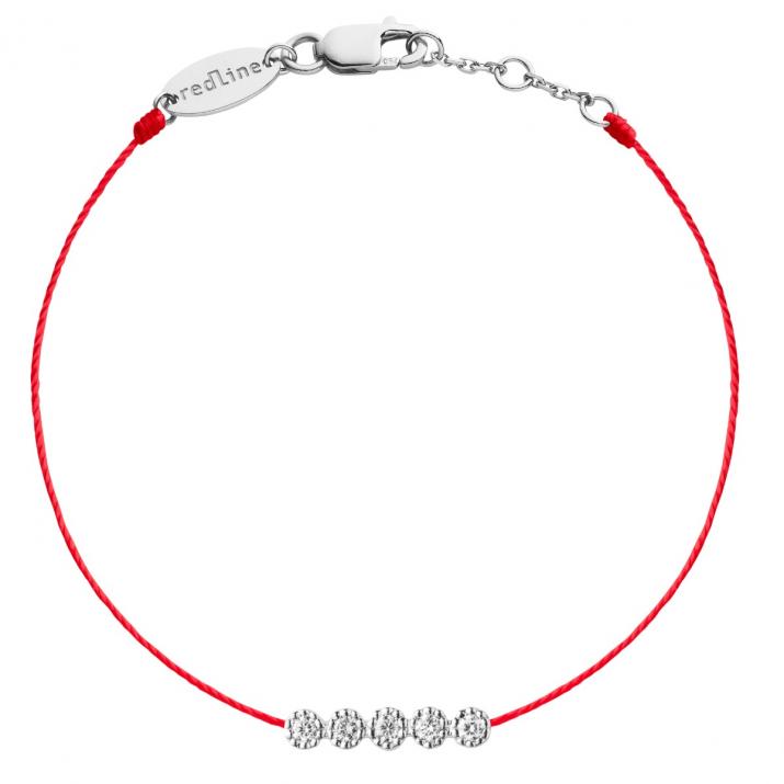 String Bracelet For Women with 0.07ct Round Diamond in White Gold Prong Setting - Redline