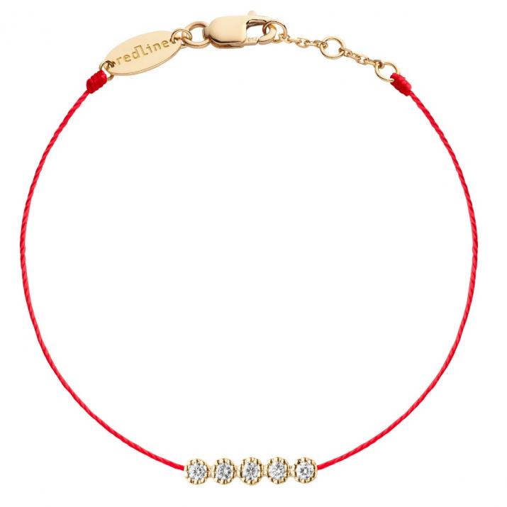 String Bracelet For Women with 0.07ct Round Diamond in Yellow Gold Prong Setting - Redline