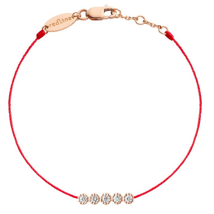 String Bracelet For Women with 0.07ct Round Diamond in Rose Gold Prong Setting - Redline