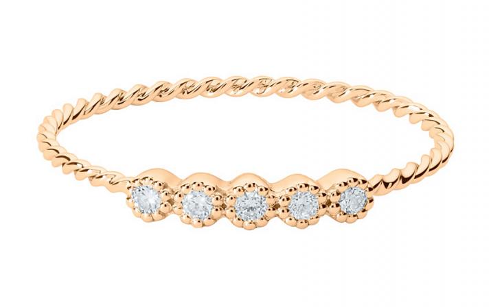 Ring with 0.07ct Round Diamond in Rose Gold Prong Setting - Redline