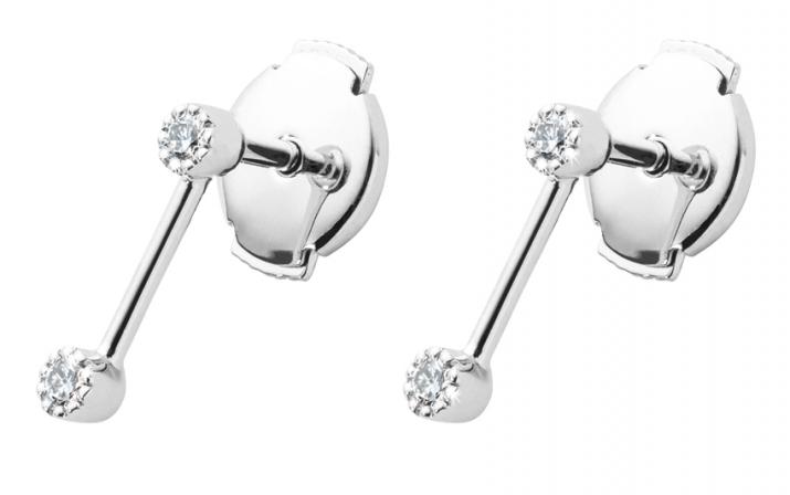 Earrings with 0.056ct Round Diamond in White Gold Prong Setting - Redline