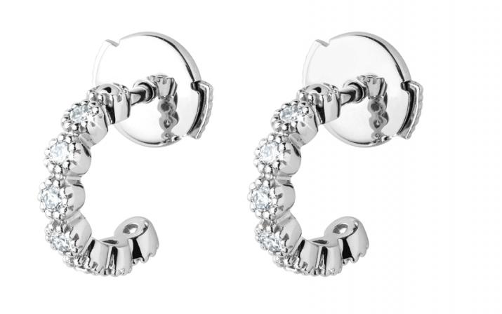 Earrings with 0.168ct Round Diamond in White Gold Prong Setting - Redline - 0++