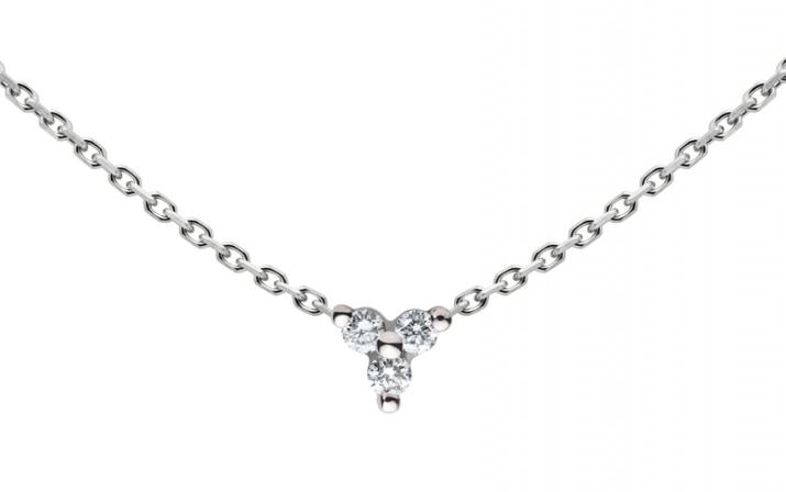 Chain Necklace For Women with 0.043ct Round Diamond in White Gold Prong Setting - Redline
