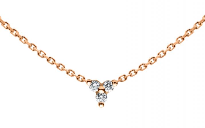 Chain Necklace For Women with 0.043ct Round Diamond in Rose Gold Prong Setting - Redline