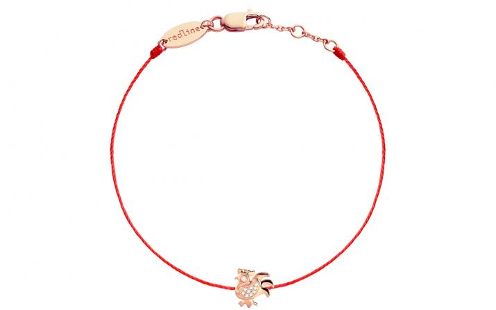 String Bracelet For Women with 0.04ct Round Diamond in Rose Gold Pavé Setting - Redline - 0++