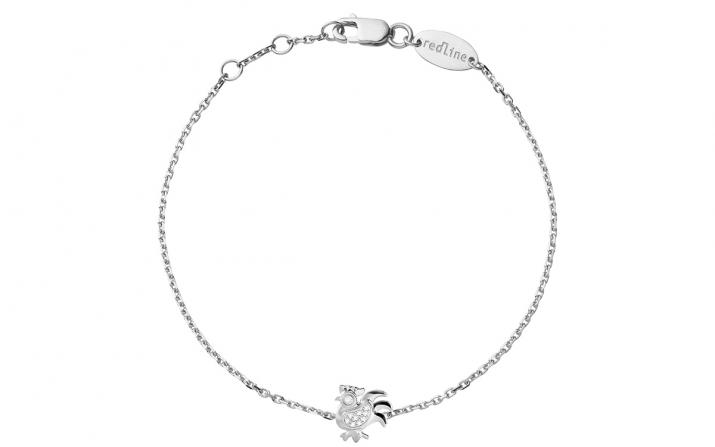 Chain Bracelet For Women with 0.04ct Round Diamond in White Gold Pavé Setting - Redline - 0++
