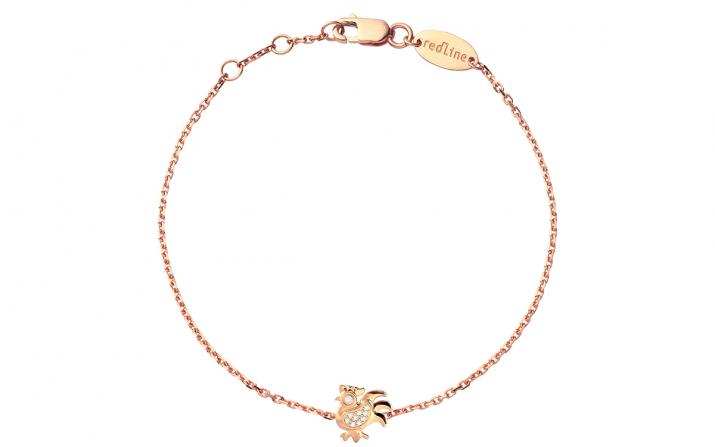 Chain Bracelet For Women with 0.04ct Round Diamond in Rose Gold Pavé Setting - Redline - 0++