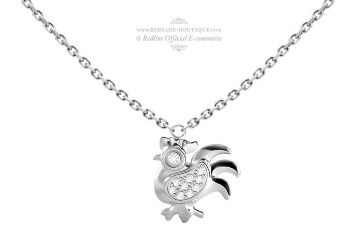 Chain Necklace For Women with 0.04ct Round Diamond in White Gold Pavé Setting - Redline