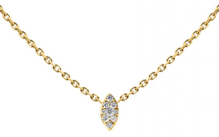 Chain Necklace For Women with 0.05ct Round Diamond in Yellow Gold Prong Setting - Redline
