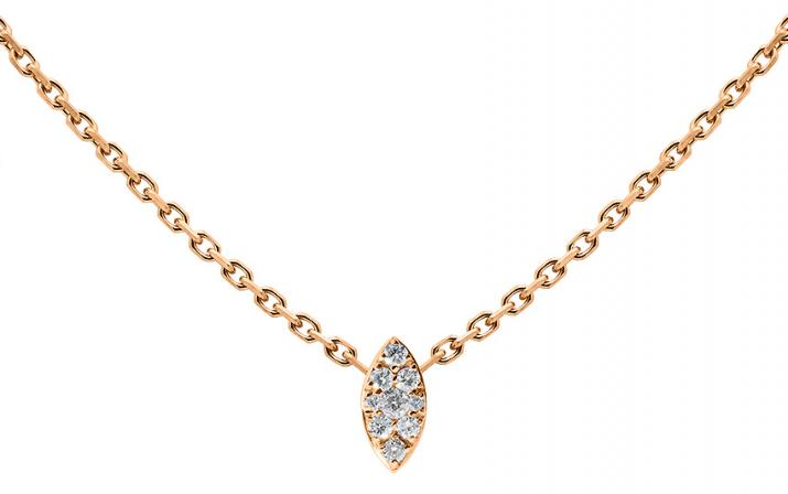 Chain Necklace For Women with 0.05ct Round Diamond in Rose Gold Prong Setting - Redline