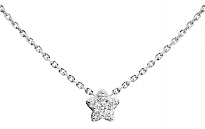 Chain Necklace For Women with 0.05ct Round Diamond in White Gold Prong Setting - Redline