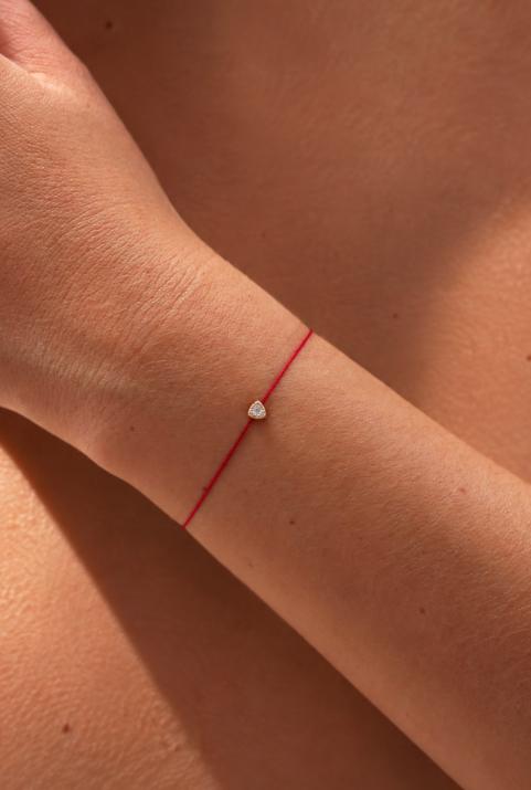 String Bracelet For Women with 0.05ct Round Diamond in Rose Gold Prong Setting - Redline - 0++