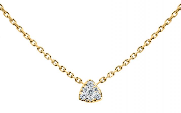 Chain Necklace For Women with 0.05ct Round Diamond in Yellow Gold Prong Setting - Redline