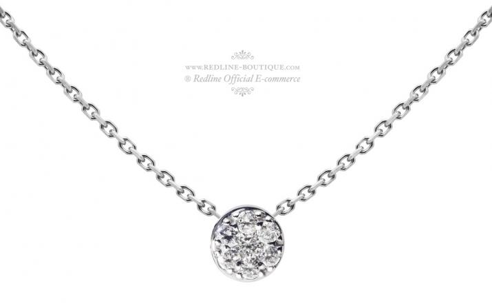 Chain Necklace For Women with 0.05ct Round Diamond in White Gold Prong Setting - Redline