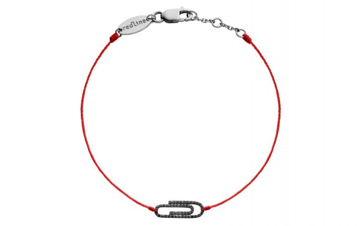 String Bracelet For Women with 0.14ct Round Diamond in Black Gold Pavé Setting - Redline - 0++