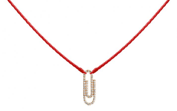 String Necklace For Women with 0.12ct Round Diamond in Yellow Gold Pavé Setting - Redline - 0++