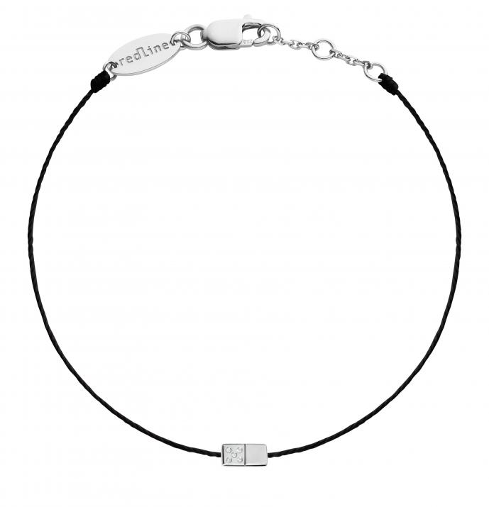 String Bracelet For Men with 0.02ct Round Diamond in White Gold Pavé Setting - Redline - 0++