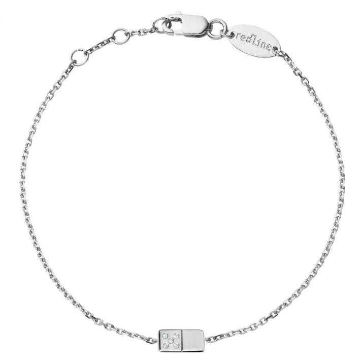 Chain Bracelet For Men with 0.02ct Round Diamond in White Gold Pavé Setting - Redline