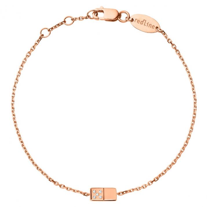 Chain Bracelet For Men with 0.02ct Round Diamond in Rose Gold Pavé Setting - Redline