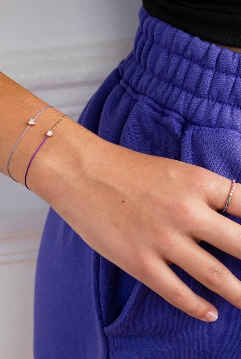 Chain Bracelet For Women with 0.20ct Heart ShapedDiamond in Rose Gold Prong Setting - Redline - 0++